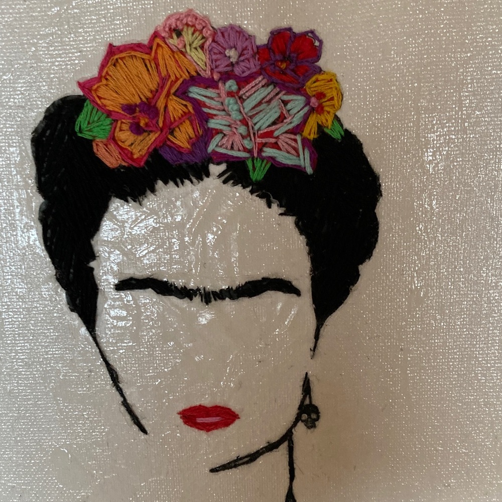 NEW Frida Kahlo hand sewn profile on canvas, 8x10 - Picture 3 of 3